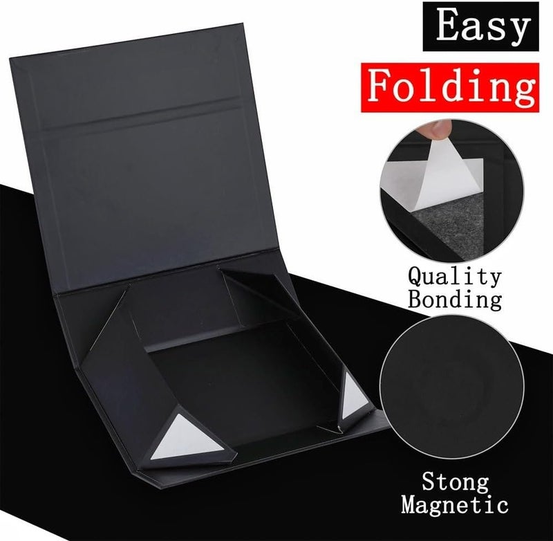 UoeRing 6 Pack Black Gift Box 9.5x6x3 inch Small Luxury Gift Box Bulk for Presents with Magnetic Lid Collapsible,Birthday,Groomsman,Contains Card, Ribbon, Tissue Paper,Shredded Paper Fille - Image 4
